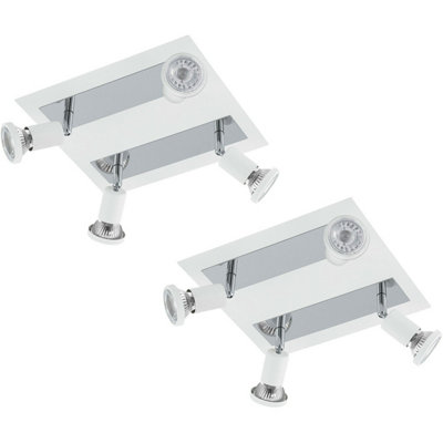 2 Pack Modern White Chrome Gu10 4 Spot Lights For Wall And Ceiling from B&Q