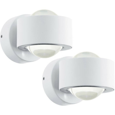 - Modern White Aluminium Led Wall Light2 Pack With Clear Plastic Shade
