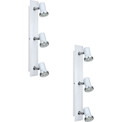  - Elegant 2 Pack Wall Flush Ceiling Lights For BathroomIp44 Rated White Chrome Gu10