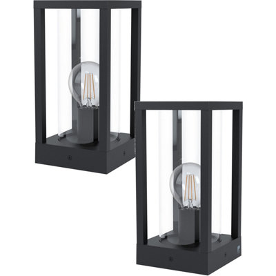 Loops 2 Pack Ip44 Outdoor Bollard Light Black Cast Aluminium Box 40W E27 Lamp Post - Image 3