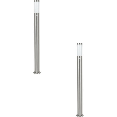 2 Pack Ip44 Outdoor Stainless Steel Bollard Lights With Pir Sensor1100mm Lamp Post from B&Q