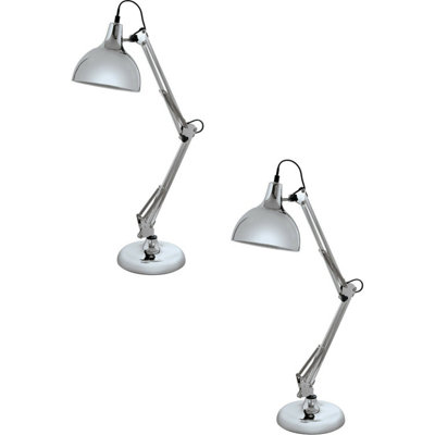 Set Of 2 Chrome Adjustable Table Desk Lamps With E27 Bulbs from B&Q