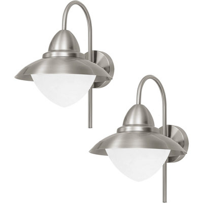2 Pack Ip44 Outdoor Wall LightsStainless Steel Opal Fisherman Design With 60W E27 Lamps from B&Q