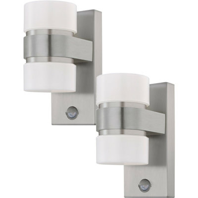  - 2 Pack Stainless Steel Outdoor Wall Lights With Pir Sensor6W Led