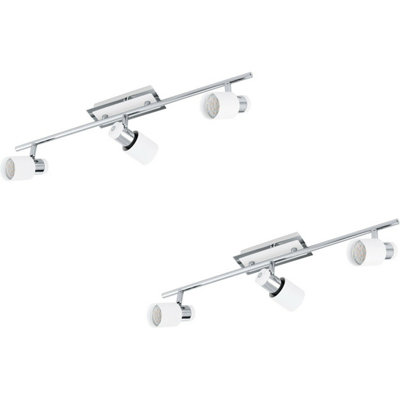  - Stylish 2 Pack Wall Spot Lights In Chrome And White Steel With Gu10 Bulbs Included