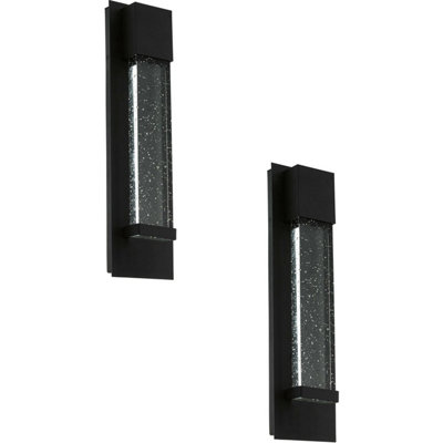 Stylish 2 Pack Ip44 Outdoor Wall Light With Black Bubble Glass3.3W Led Porch Lamps from B&Q