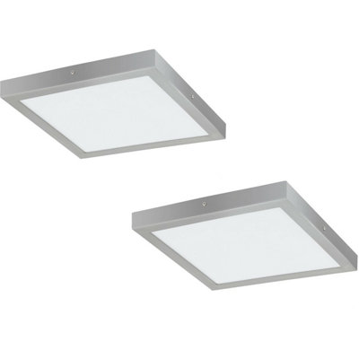 2-Pack Modern Silver Led Ceiling And Wall Light 400mm 25W 4000K from B&Q