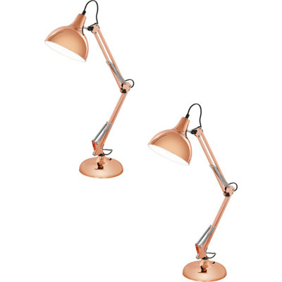 Set Of 2 Copper Adjustable Table Lamps With E27 Bulbs And Inline Switch from B&Q