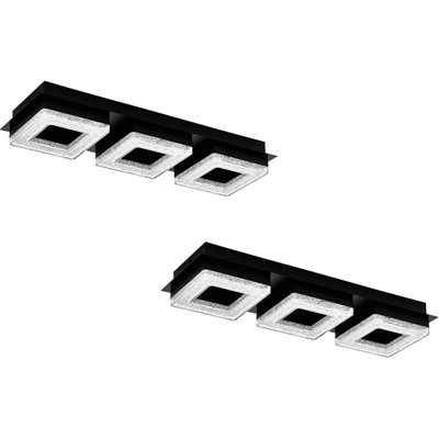 Modern 2 Pack Black Shade Led Ceiling Lights With Crystal Accents from B&Q