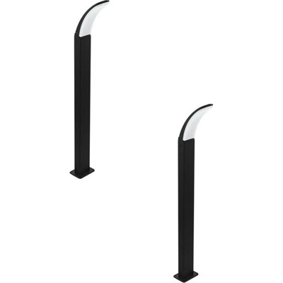 2 Pack Ip44 Waterproof Outdoor Bollard LightsModern Black Aluminium Led Lamp Posts from B&Q