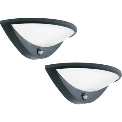 2 Pack Modern Ip44 Outdoor Wall Lights With Pir SensorAnthracite Aluminium Led from B&Q