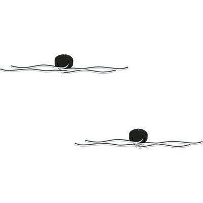 2 Pack Modern Black Wall Flush Ceiling Lights With White Led Shades from B&Q