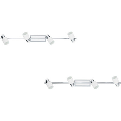  - Sleek 2-Pack Chrome And White Wall Light With 4 Adjustable Spots