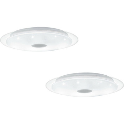 Loops 2 Pack Wall Flush Ceiling Light White Shade White Chrome Crystal Effect Led 36W - Image 3