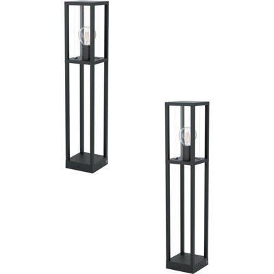 2 Pack Of Modern Ip44 Outdoor Bollard LightsBlack Cast Aluminium 40W E27 Tall Posts from B&Q