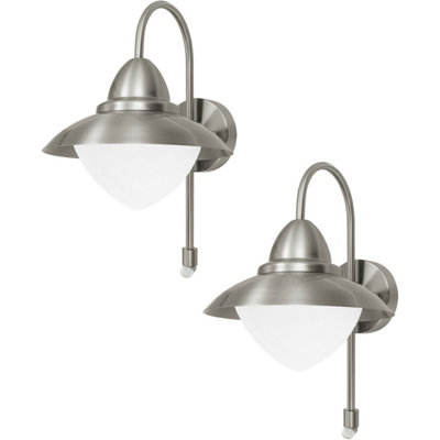 2 Pack Stainless Steel Ip44 Outdoor Wall Light With Pir Sensor60W E27 from B&Q