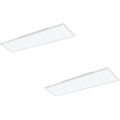 2 Pack Of Modern White Aluminium Led Ceiling Lights1200mm X 300mm 40W 4000K from B&Q