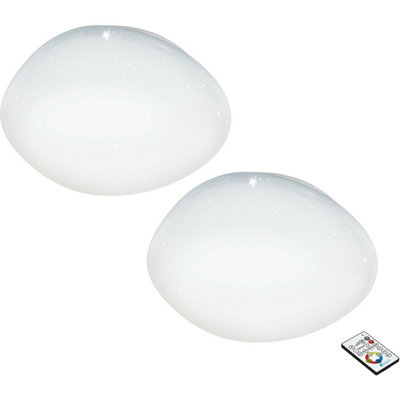Elegant 2 Pack Led Flush Ceiling Lights With Crystal Effect In White from B&Q