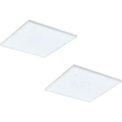 2 Pack 450mm Modern White Slim Square Led Ceiling Light20W 4000K from B&Q