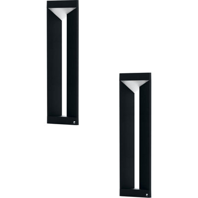  - 2 Pack Modern Black Aluminium Ip54 Outdoor Bollard Lights With 10W Led Lamps