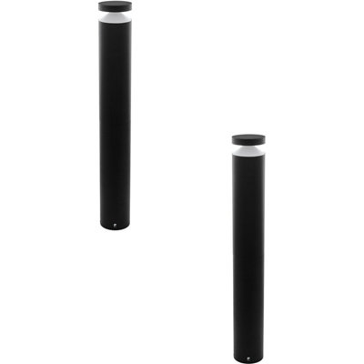  - Set Of 2 Ip44 Outdoor Black Cast Aluminium Bollard Lights With 11W Led