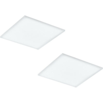 2 Pack 595mm Modern White Slim Square Led Ceiling Light33W 4000K from B&Q