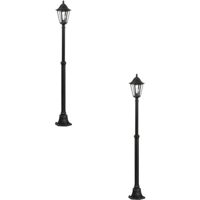 Set Of 2 Ip44 Outdoor Black And Silver Bollard Lights2000mm 60W E27 Lanterns For Pathways from B&Q