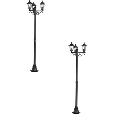 Loops Unisex Black Pack Ip44 Outdoor Bollard Light Cast Aluminium 3 Arm 60W E27 Post Size 2 - Image 3