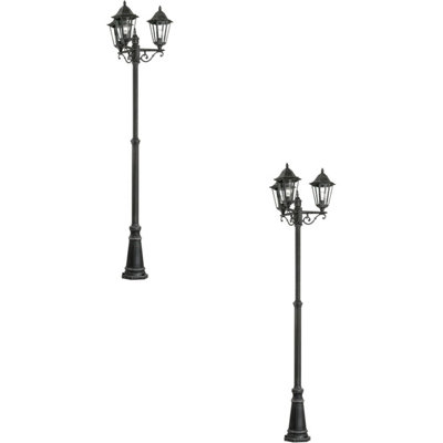  - 2 Pack Ip44 Outdoor Bollard Lights In Black And Silver PatinaModern Aluminium Design