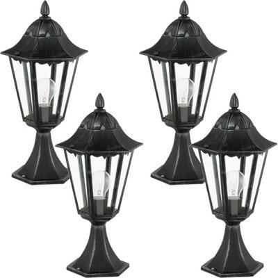 4 Pack Ip44 Outdoor Pedestal Lights With Black & Silver Patina Finish from B&Q
