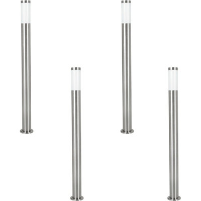 4 Pack Ip44 Outdoor Stainless Steel Bollard Lights12W E27 Driveway Posts from B&Q
