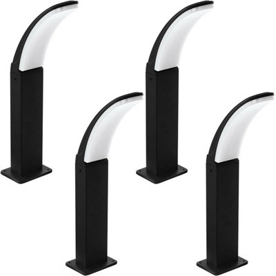 4 Pack Black Aluminium Ip44 Outdoor Pedestal LightsModern 11W Led Wall Lamps from B&Q