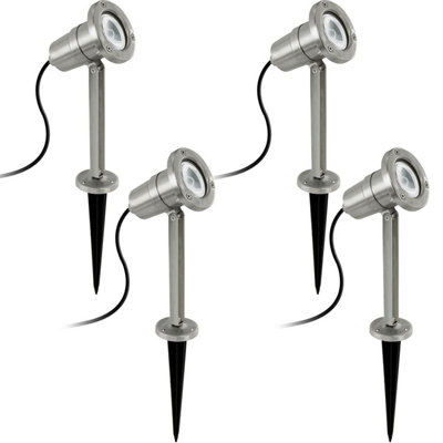4 Pack Ip54 Outdoor Stainless Steel Bollard Lights5W Gu10 Driveway Lamp Post from B&Q