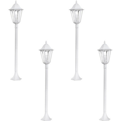 4 Pack Ip44 White Aluminium Outdoor Bollard LightModern Tall Lamp Post With E27 60W Bulbs from B&Q