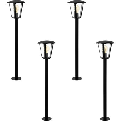 B&Q 4 Pack Ip44 Outdoor Aluminium Bollard Lights - Modern Lanterns For Pathways Black