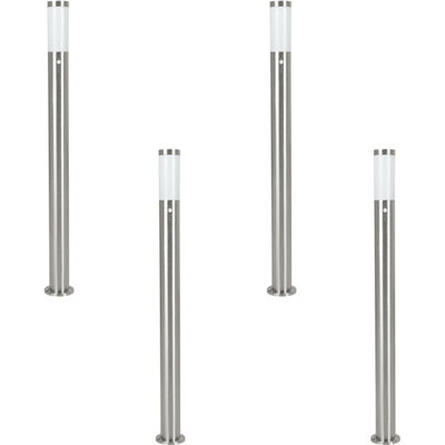 4 Pack Ip44 Outdoor Stainless Steel Bollard Lights With Pir Sensor1100mm Tall from B&Q