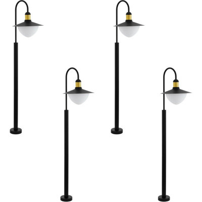 Elegant 4 Pack Ip44 Outdoor Bollard Lights In Black And Gold With Curved Arm Design from B&Q