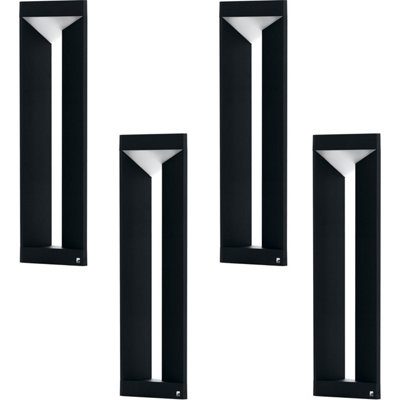 4 Pack Modern Black Aluminium Ip54 Outdoor Bollard Lights10W Led Lamp Posts For Pathways