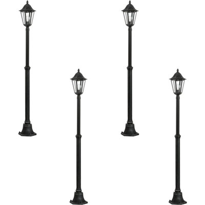 4-Pack Ip44 Outdoor Bollard LightsBlack & Silver Lanterns For Pathway Illumination from B&Q