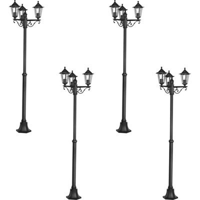 Set Of 4 Modern Ip44 Outdoor Bollard LightsBlack Cast Aluminium 60W E27 from B&Q