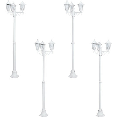 4 Pack Of Ip44 Outdoor White Aluminium LanternsModern 3 Arm Bollard Lights from B&Q