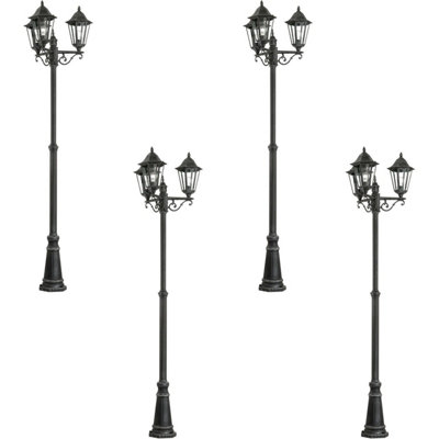 Set Of 4 Ip44 Outdoor Bollard Lights In Black And Silver Patina For Pathways from B&Q