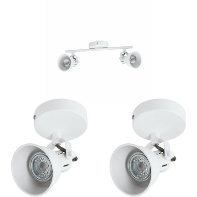 Elegant Twin Ceiling Spot Light With Matching Wall Lights In Matt White Finish from B&Q