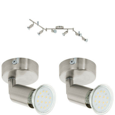 B&Q Modern Satin Nickel Multi Bulb Ceiling Spot With Matching Wall S Light