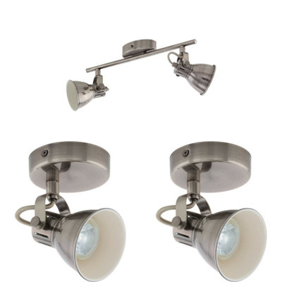 Stylish Twin Ceiling Spot Light With Matching Antique Nickel Wall Lights from B&Q