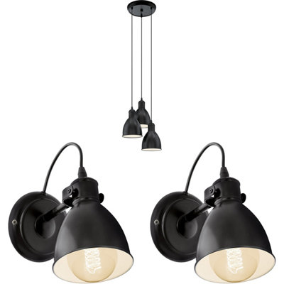 Elegant Black Ceiling Pendant Light With Matching Wall Sconces from B&Q