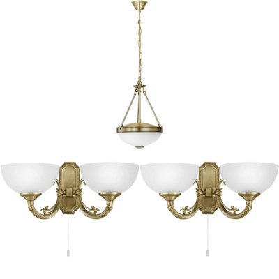 Modern Ceiling Pendant Light With Matching Wall Sconces In Bronze And Satin Glass from B&Q