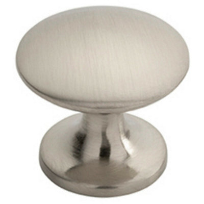 B&Q -  Fingertip Cabinet Door Knob 30mm Diameter Satin Nickel Cupboard Handle