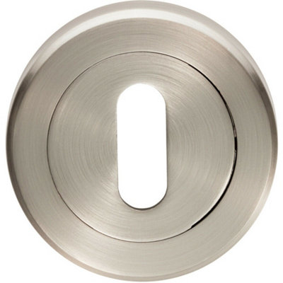 B&Q 51Mm Lock Profile Escutcheon Chamfered Edge Concealed Fix Satin Nickel
