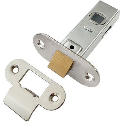 64mm Contract Standard Tubular Latch Rounded Strike/forend Nickel Plated from B&Q